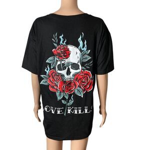 Love Kills T-shirt Mens Large Skull Roses rgstr couture
